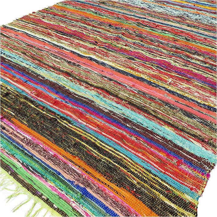 Polished 151 x 90cm Luxury Rag Rug - Green featuring natural patterning and unique variations - Luna Panther