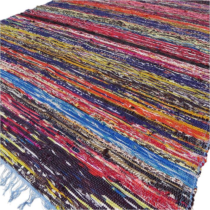 Polished 153 x 90cm Luxury Rag Rug - Blue featuring natural patterning and unique variations - Luna Panther