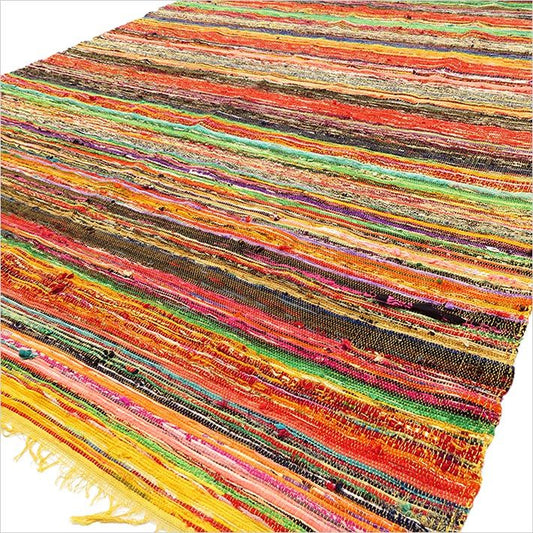 Polished 154 x 90cm Luxury Rag Rug - Yellow featuring natural patterning and unique variations - Luna Panther