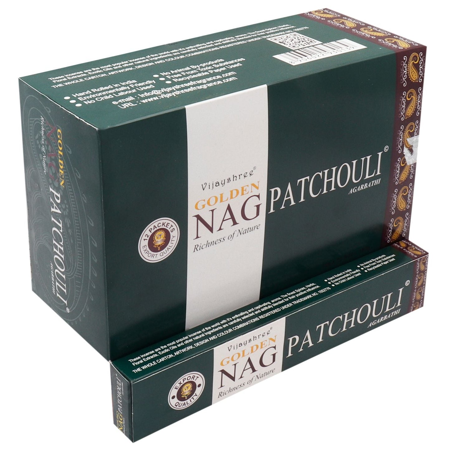 Polished 15G Golden Nag Patchouli Incense featuring natural patterning and unique variations - Luna Panther