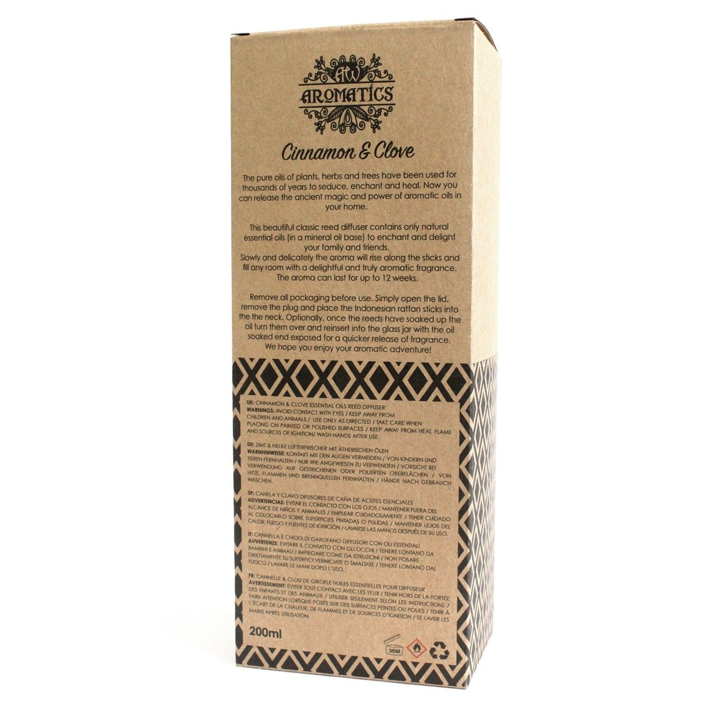 200ml Cinnamon & Clove Essential Oil Reed Diffuser - Luna Panther