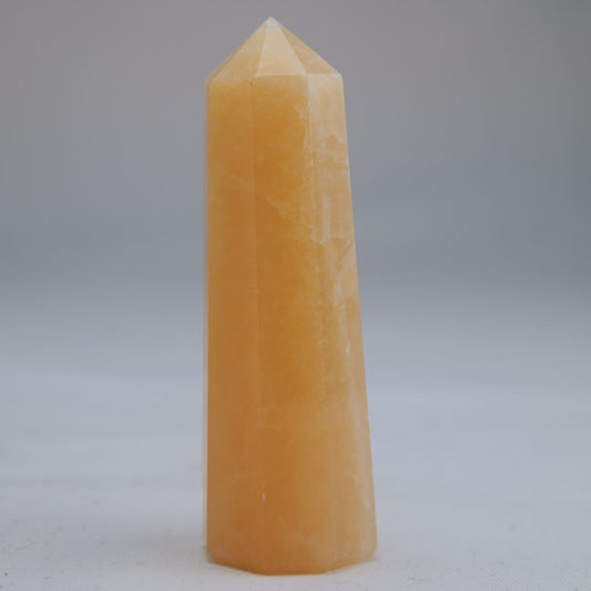 Yellow Banded Calcite Point 65g side alternate view