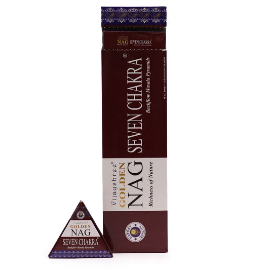 42g Jumbo Golden Nag - Seven Chakra Backflow Incense Cones - Luna Panther