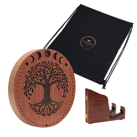 MEINL Sonic Energy 10" Rain Disk, Stream Sound, Moon Phases & Tree of Life Carving detail view 2 at Luna Panther alternate view