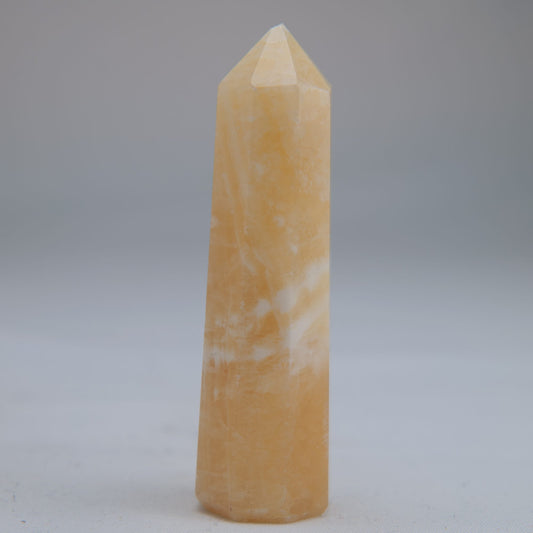 Yellow Banded Calcite Point 51g front