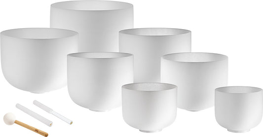 MEINL Sonic Energy White-Frosted Crystal Singing Bowls Set 7 pcs - B4/A4/G4/F4/E4/D4/C4/432 Hz at Luna Panther