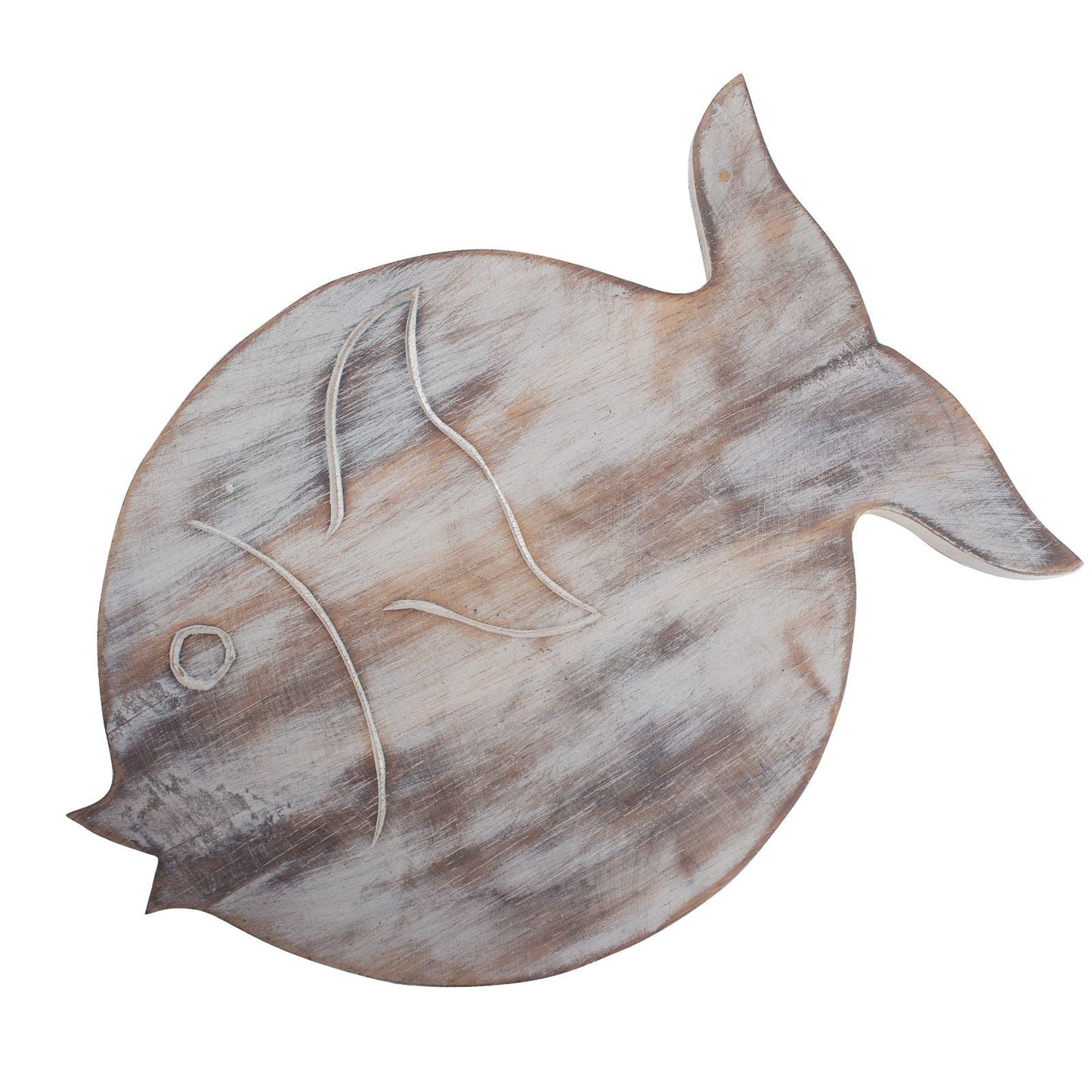 Albasia Wood Fish Stand - Whitewash - Luna Panther