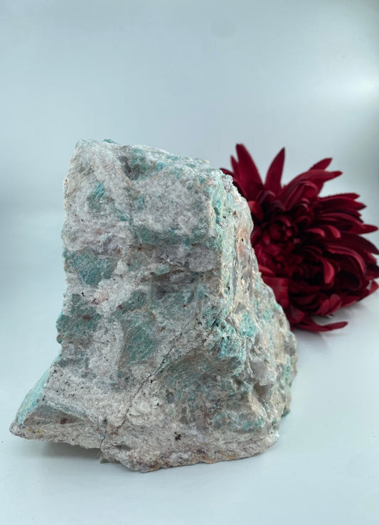 Polished Amazonite Cut Base 1671g featuring aqua-green tone with silky sheen - Luna Panther