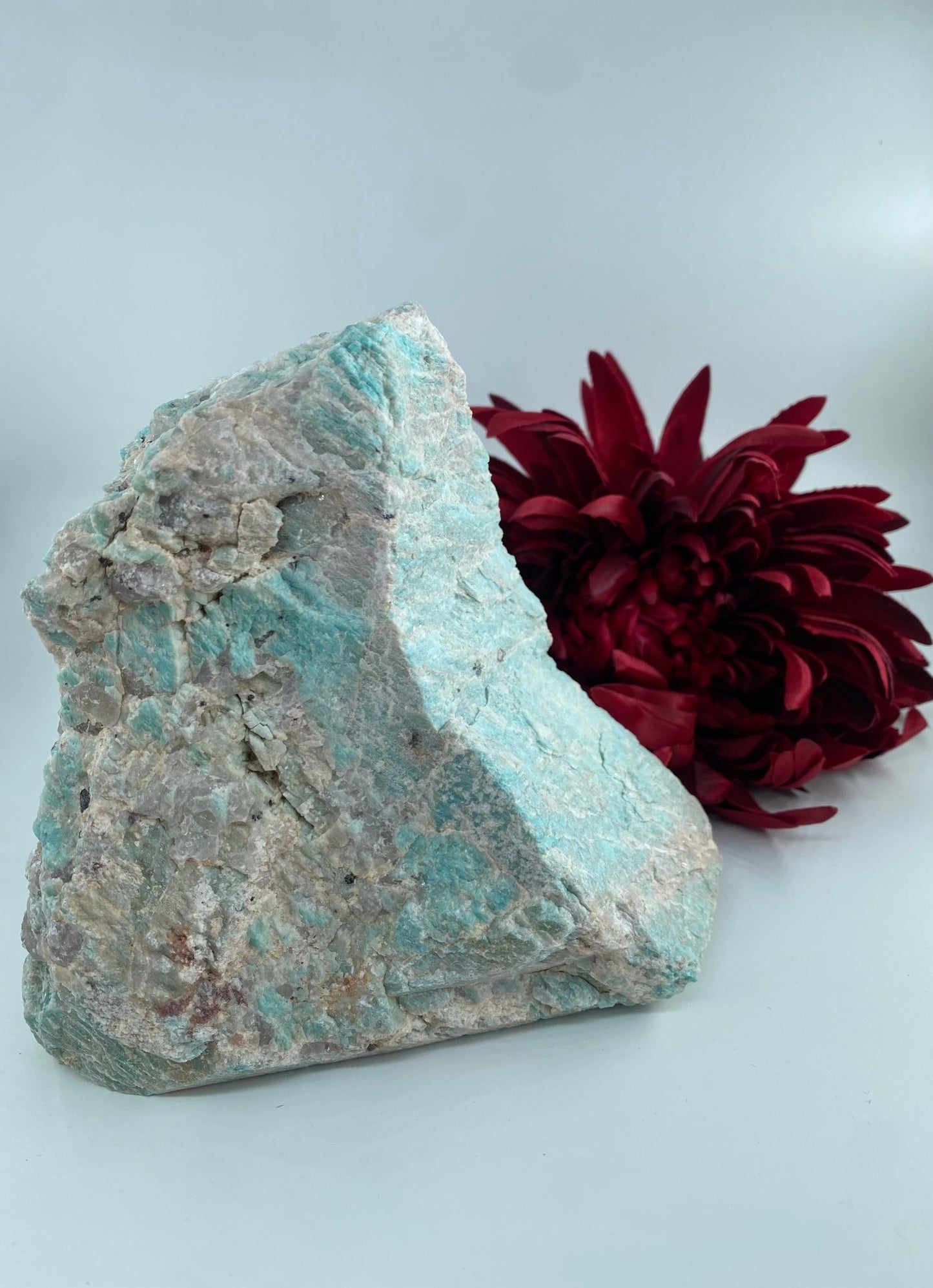 Polished Amazonite Cut Base 1671G featuring aqua-green tone with silky sheen - Luna Panther
