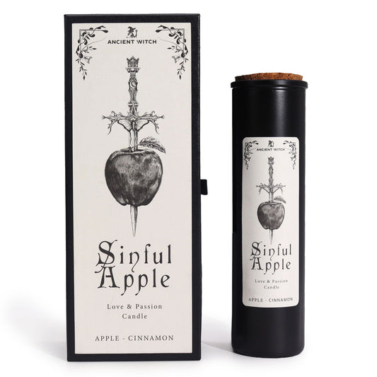 Polished Ancient Witch Ritual Candles - Sinful Apple featuring natural patterning and unique variations - Luna Panther