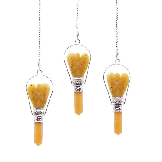 Polished Angel Pendulum with Ring- Yellow Quartz featuring natural patterning and unique variations - Luna Panther