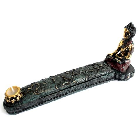 Polished Antique Buddha - Incense Burner & Box featuring natural patterning and unique variations - Luna Panther