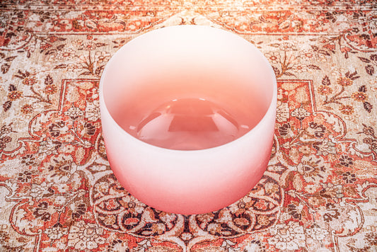 MEINL Sonic Energy Color-Frosted Crystal Singing Bowl 14" - C4/Root Chakra/440 Hz - Red detail view 2 at Luna Panther alternate view