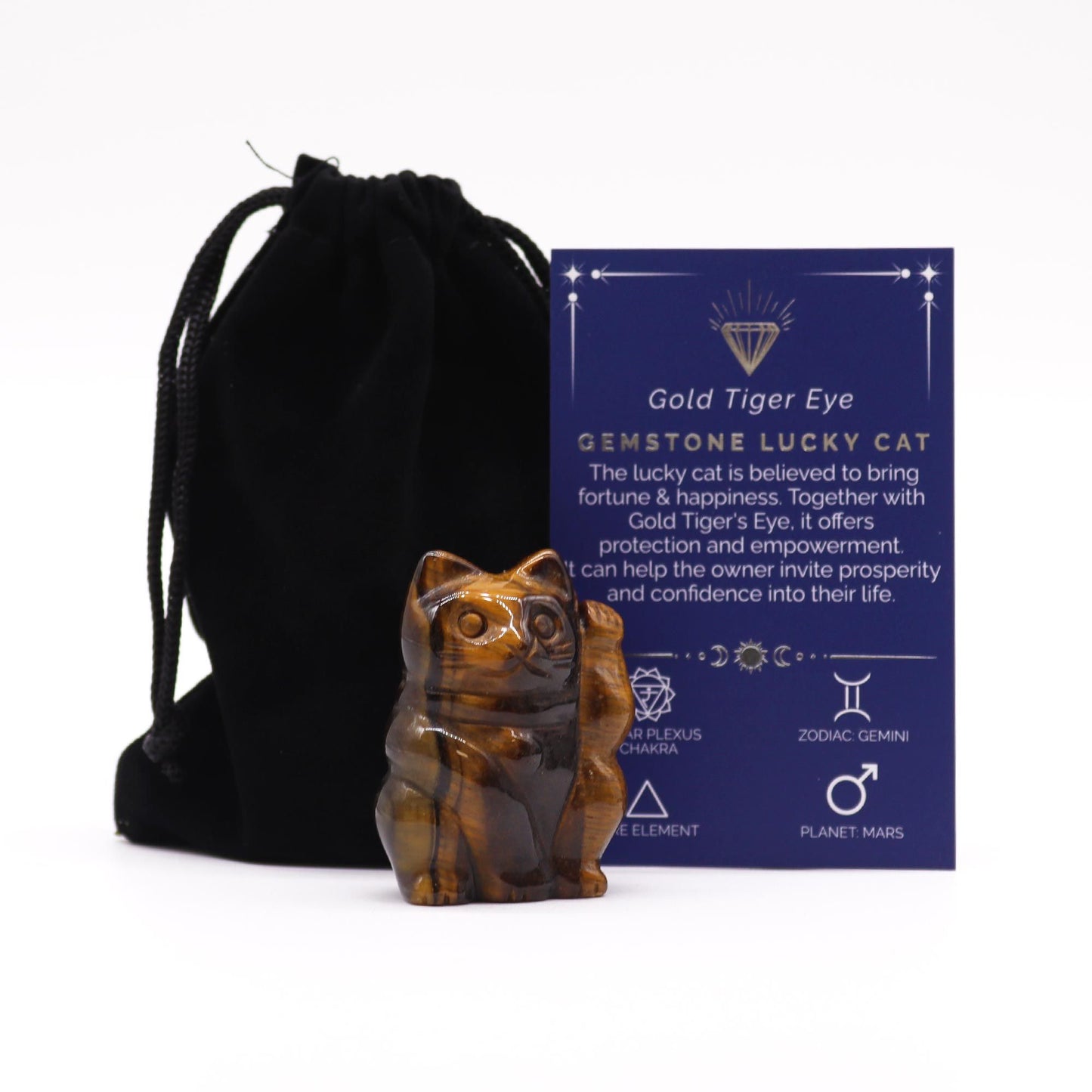 Gemstone Lucky Cat – Gold Tiger Eye