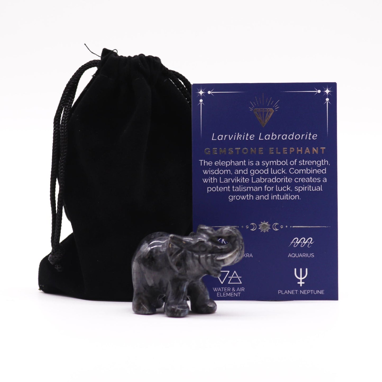 Gemstone Lucky Elephant – Larvikite Labradorite