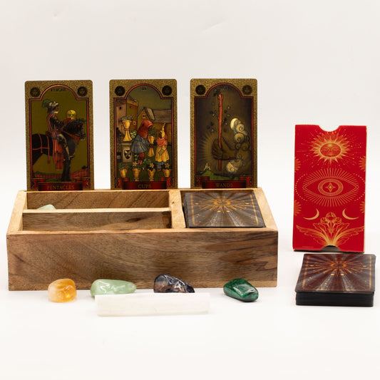 Three Section Tarot Box with Card Holder detail view 2 at Luna Panther alternate view