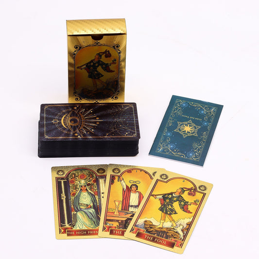 Blue & Gold Foil Tarot Deck - All Seeing Eye with Booklet at Luna Panther