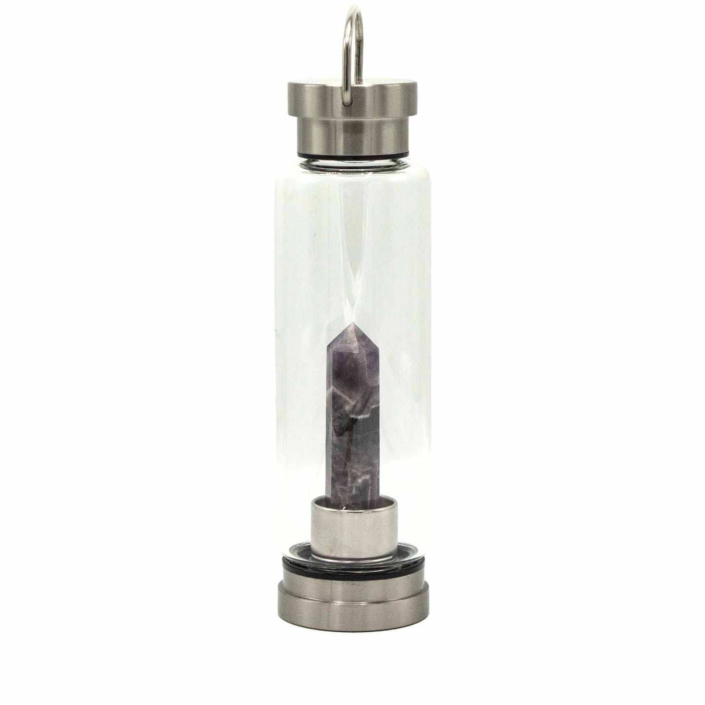 Amethyst Obelisk Crystal Infused Glass Water Bottle 500ml at Luna Panther