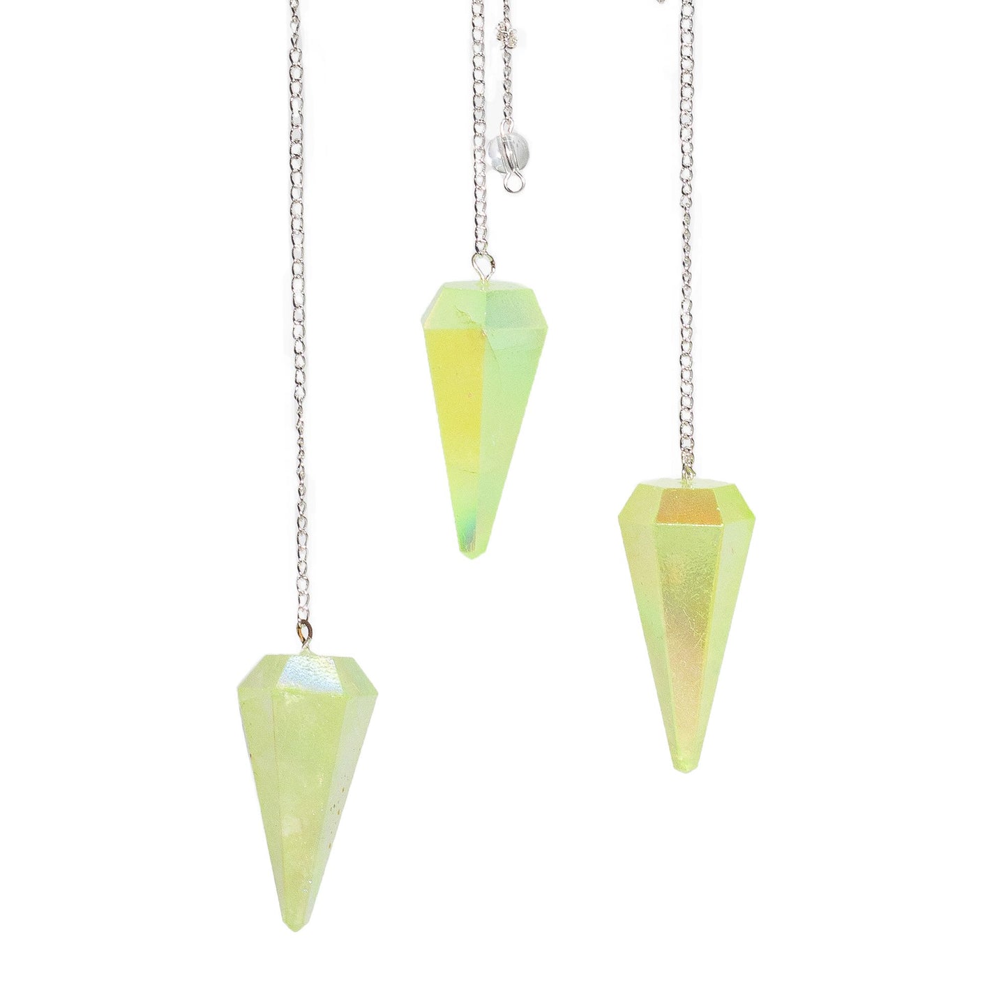 Six Sided Pendulum – Aurora Crystal Pale Green – 4 cm – image 3