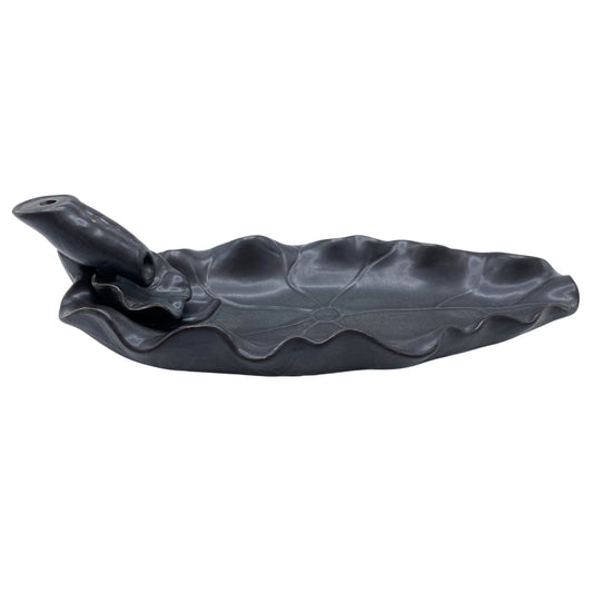Polished Backflow Incense Burner - Lotus Flower featuring natural patterning and unique variations - Luna Panther
