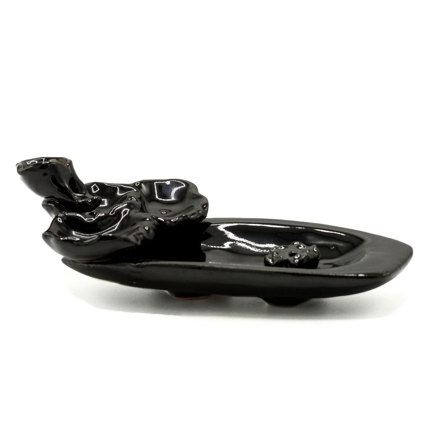 Polished Backflow Incense Burner - Lotus Pond & Incense Stick Holder featuring natural patterning and unique variations - Luna Panther