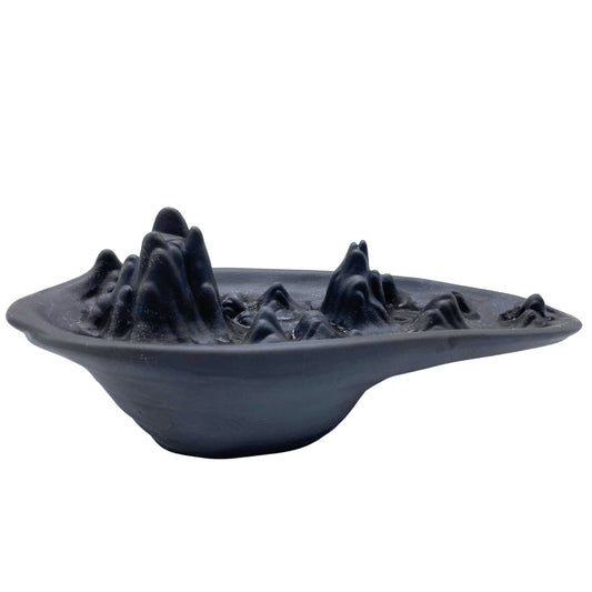 Polished Backflow Incense Burner - Mountain Scape featuring natural patterning and unique variations - Luna Panther
