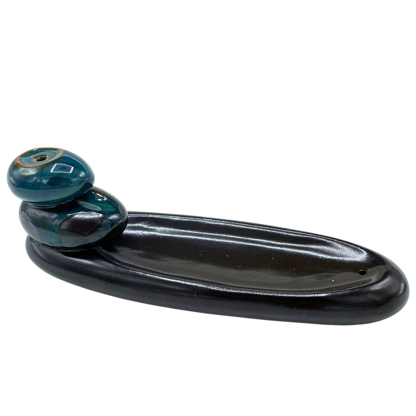 Polished Backflow Incense Burner - Zen Pebbles Classic featuring natural patterning and unique variations - Luna Panther