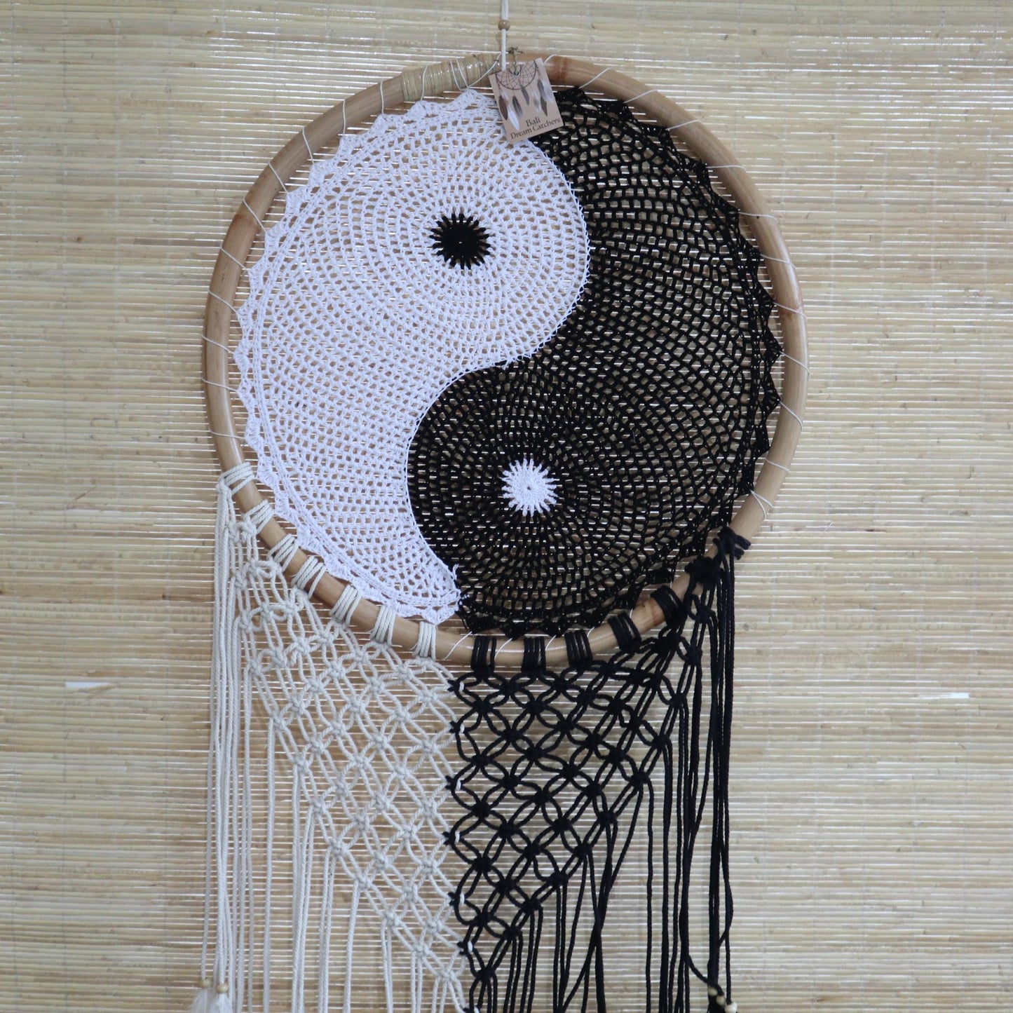 Polished Bali Dream Catchers - Extra Large Ying Yang D: 50cm featuring natural patterning and unique variations - Luna Panther