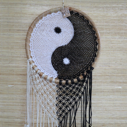 Polished Bali Dream Catchers - Extra Large Ying Yang D: 50cm featuring natural patterning and unique variations - Luna Panther