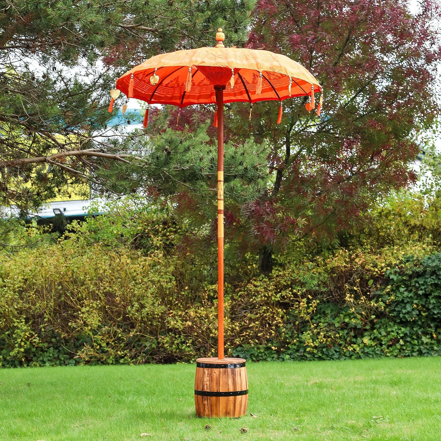 Bali Patio Parasol - Cotton - Orange Decor - 1.5m - Luna Panther