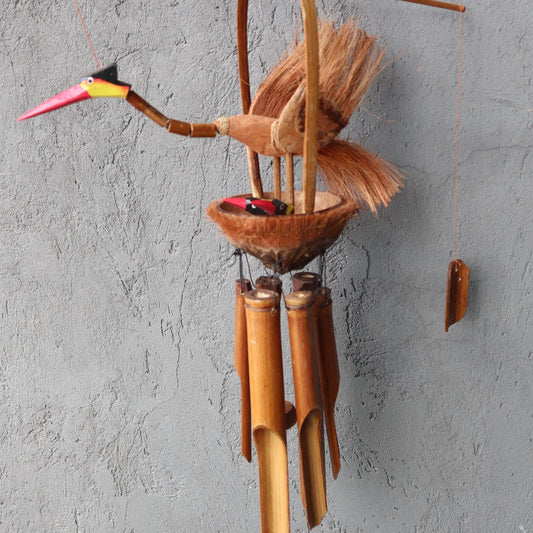 Bamboo Windchime - Natural finish - Mother & Chicks - Luna Panther alternate view