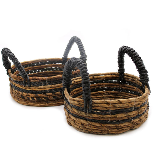 Banana Leaf & Hitam Raffia Basket - Set of 2 - Luna Panther