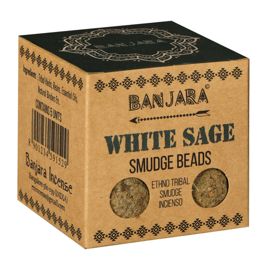 Polished Banjara Smudge Beads - White Sage featuring natural patterning and unique variations - Luna Panther