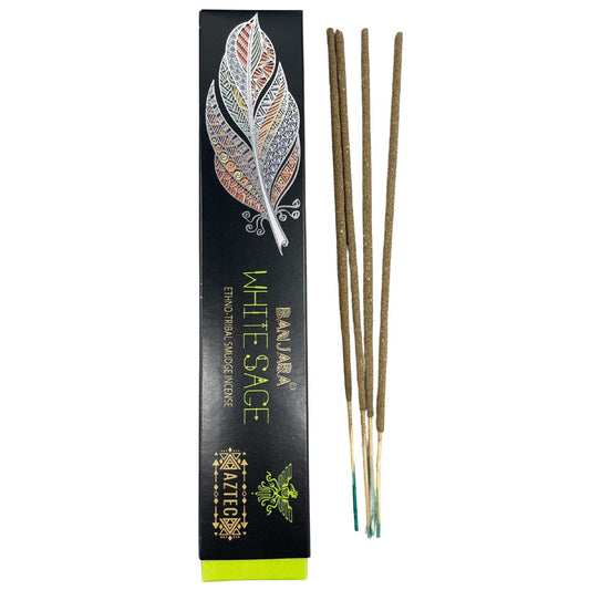 Polished Banjara Tribal Smudge Incense - White Sage featuring natural patterning and unique variations - Luna Panther