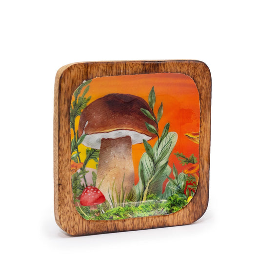 Big Square Trinket Tray 15x15x2.5cm - Mushroom Design Maroon - Luna Panther alternate view