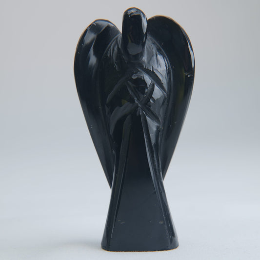 Black Obsidian Angel Carving 70g 80mm - Luna Panther