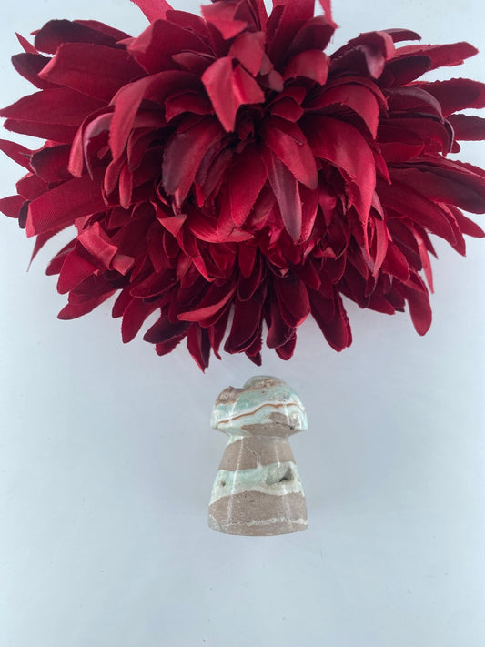 Polished Blue Aragonite Mushroom featuring pale aqua tone with silky texture - Luna Panther alternate view