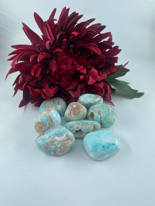 Polished Blue Aragonite - Tumble Stone featuring pale aqua tone with silky texture - Luna Panther
