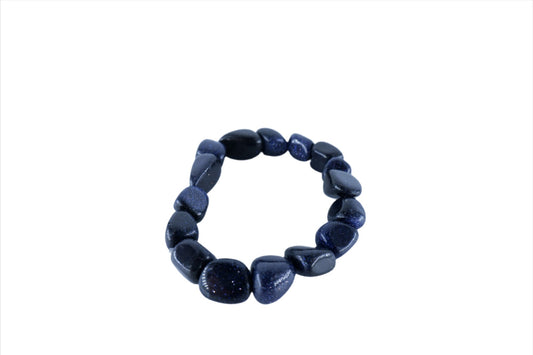 Polished Blue Goldstone Tumblestone Bracelet featuring natural patterning and unique variations - Luna Panther