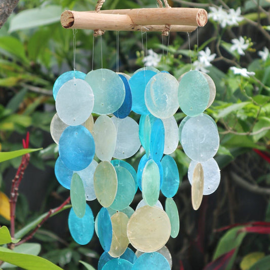 Blue & Pearl Driftwood Cross Chime - Luna Panther alternate view