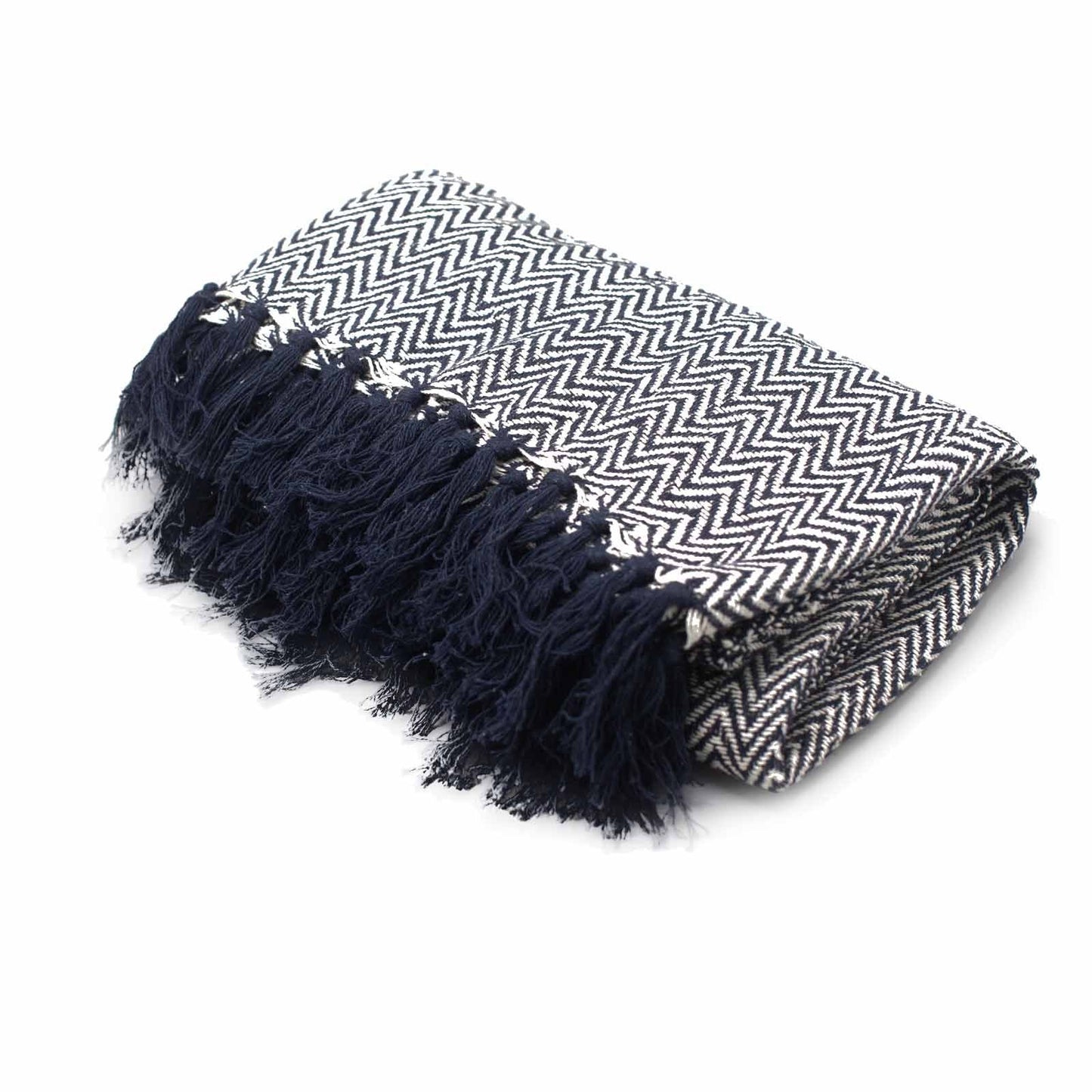 Boho Comfort Throws - Navy Zigzag - Luna Panther