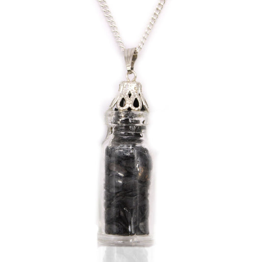 Polished Bottled Gemstones Necklace - Black Onyx featuring natural patterning and unique variations - Luna Panther