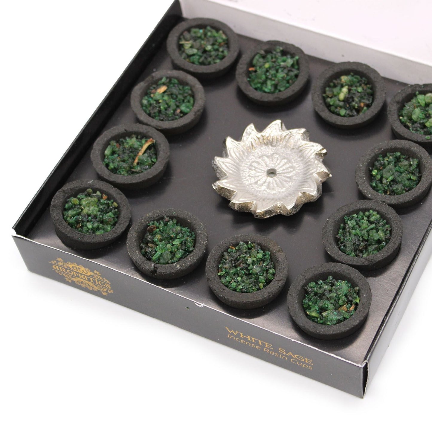 Box of 12 Resin Cups - White Sage - Luna Panther