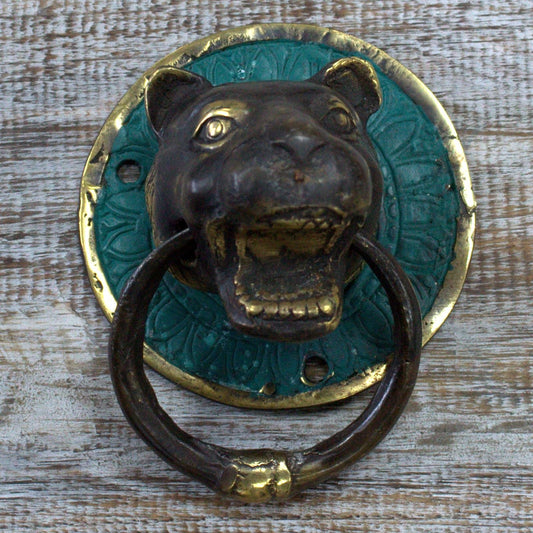 Brass Door Knocker - Tiger Head - Luna Panther
