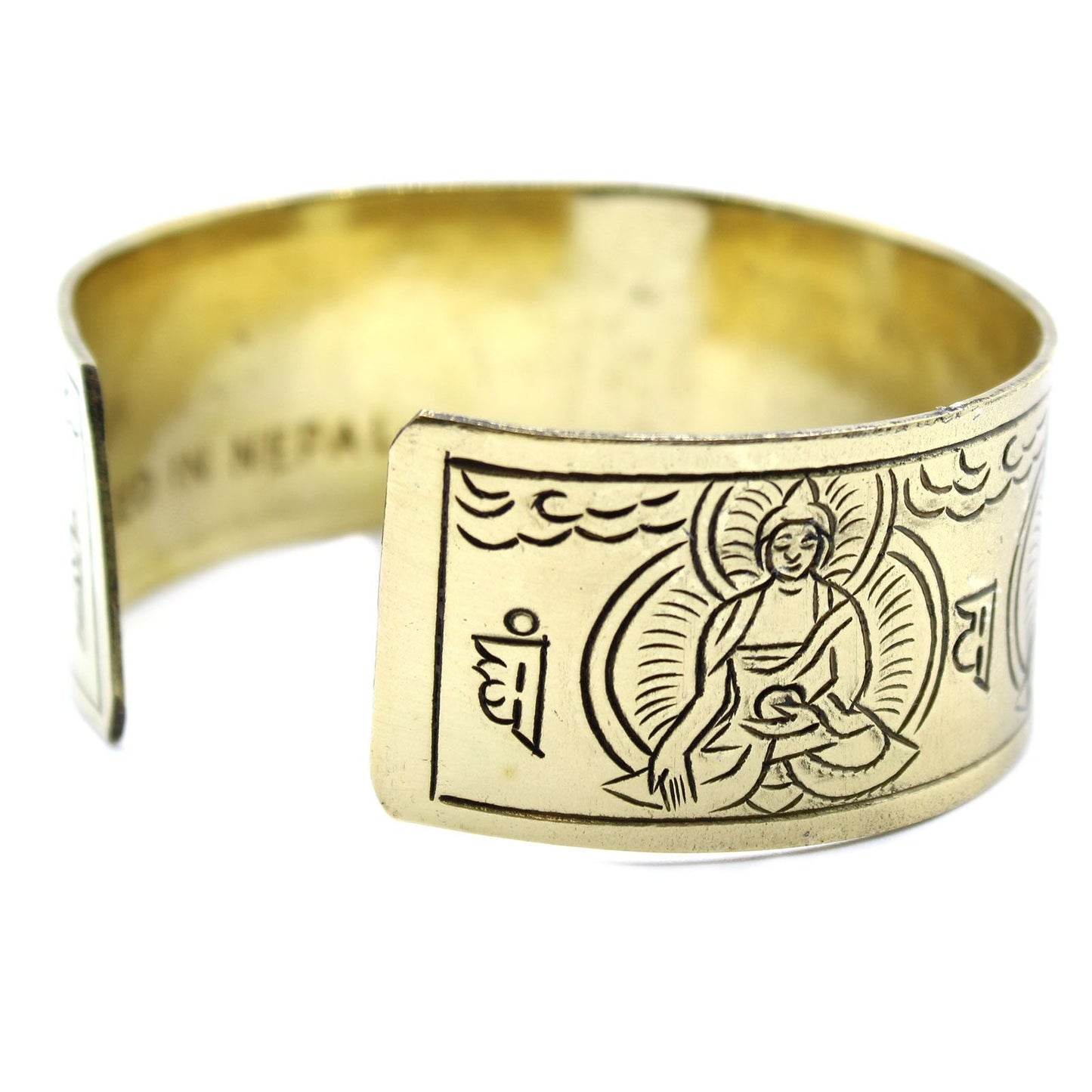 Polished Brass Tibetan Bracelet - Five Buddha featuring natural patterning and unique variations - Luna Panther