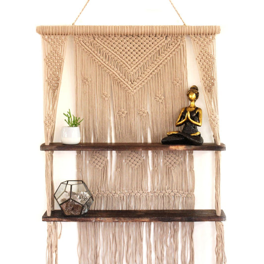 Brown Macrame Hanging Shelves - Brown - Luna Panther alternate view