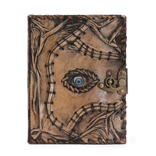 Brown Tan Book - Evil Eye Decor - 160 Deckle Edges Pages - 20x15cm - Luna Panther