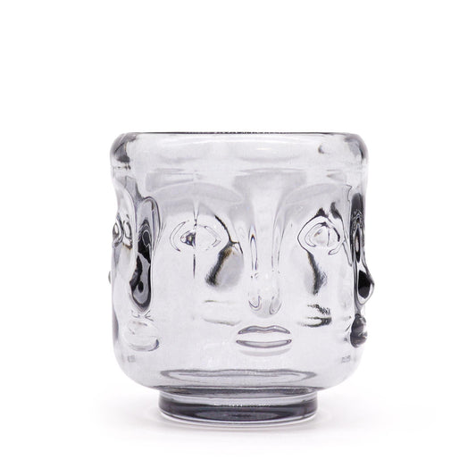 Polished Buddha Faces Candle Jar - Midnight Grey featuring natural patterning and unique variations - Luna Panther