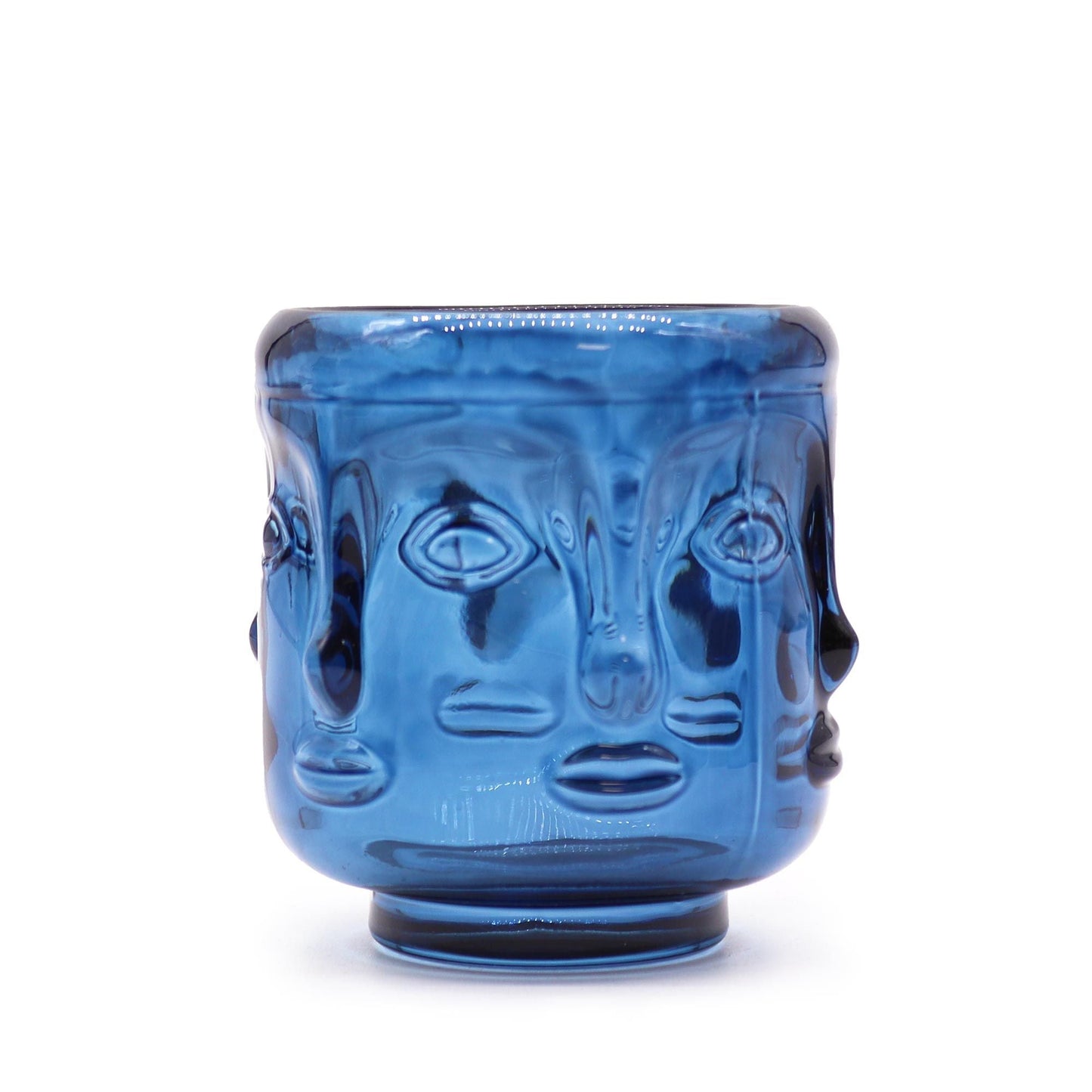 Polished Buddha Faces Candle Jar - Royal Blue featuring natural patterning and unique variations - Luna Panther