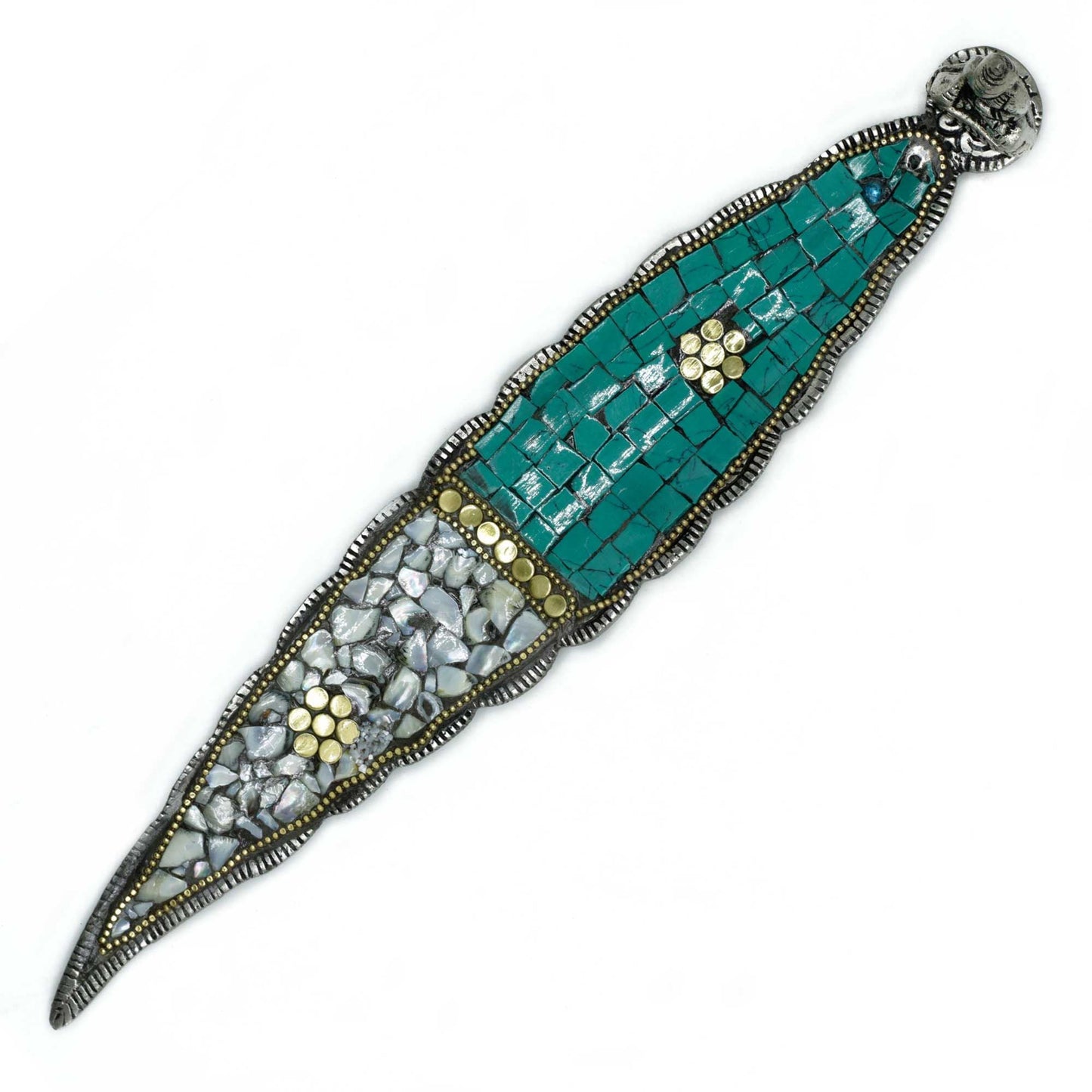 Polished Buddha Long Leaf Tibetan Decor Incense Holder featuring natural patterning and unique variations - Luna Panther